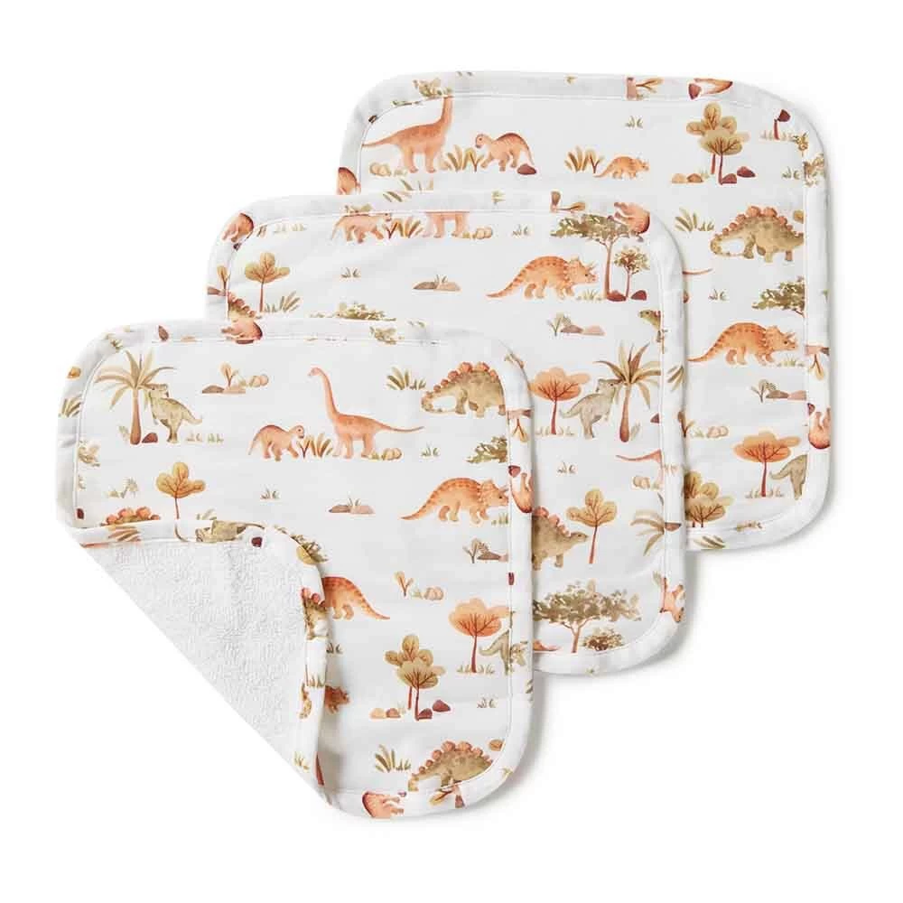 Snuggle Hunny Organic Wash Cloths 3 Pack Dino