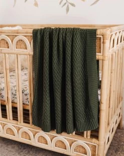 Snuggle Hunny Kids Diamond Knit Baby Blanket Olive