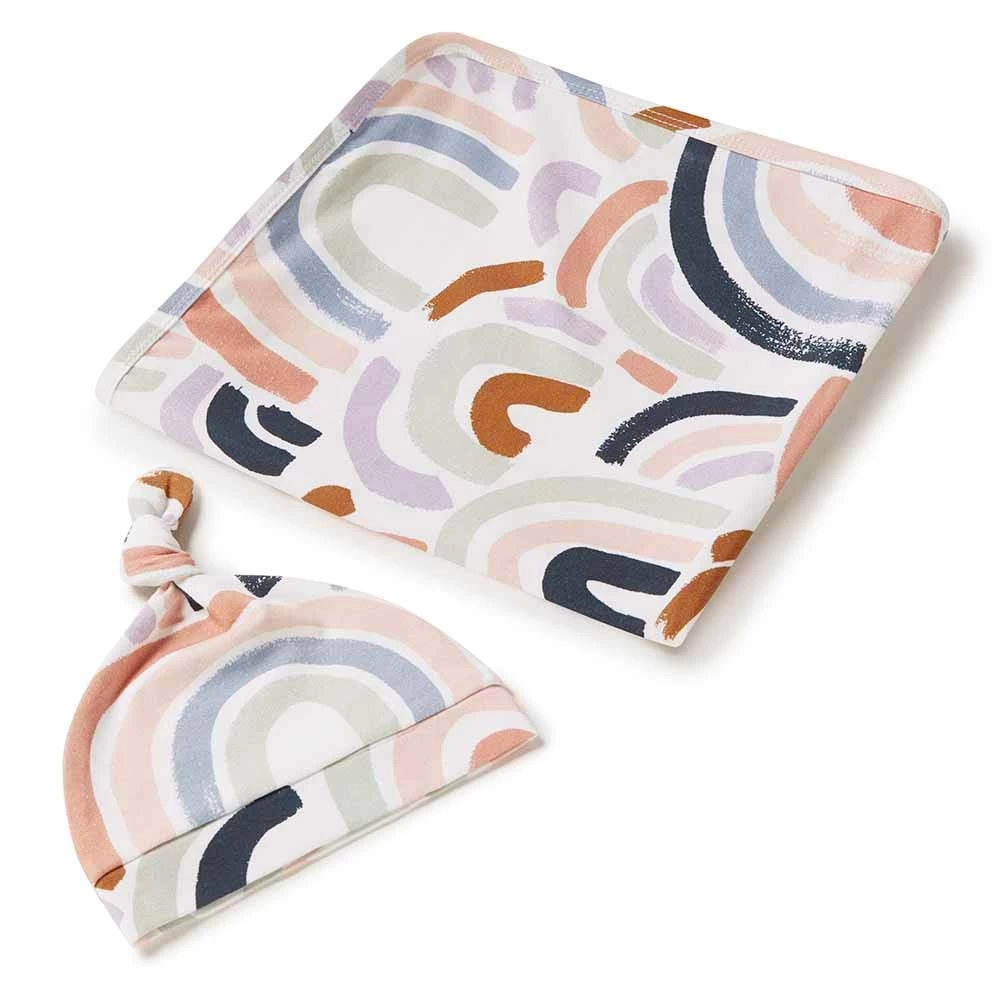 Snuggle Hunny Kids Jersey Wrap & Beanie Set Rainbow Baby - Image 2