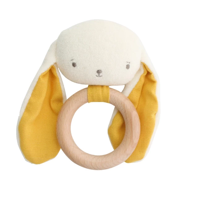 Alimrose Baby Bunny Teether Rattle Chambray
