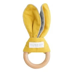 Alimrose Bailey Bunny Teether Butterscotch Linen