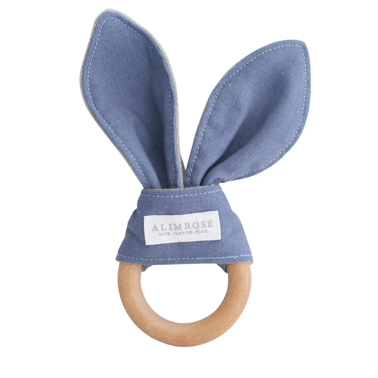 Alimrose Bailey Bunny Teether Chambray Linen