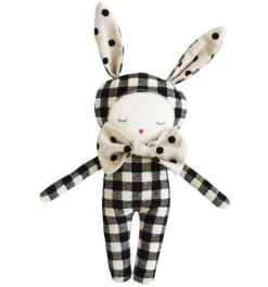Alimrose Dream Bunny 20cm Black Check Linen