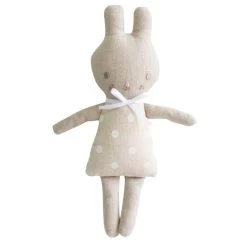 Alimrose Linen Bonnie Bunny Rattle White Spot