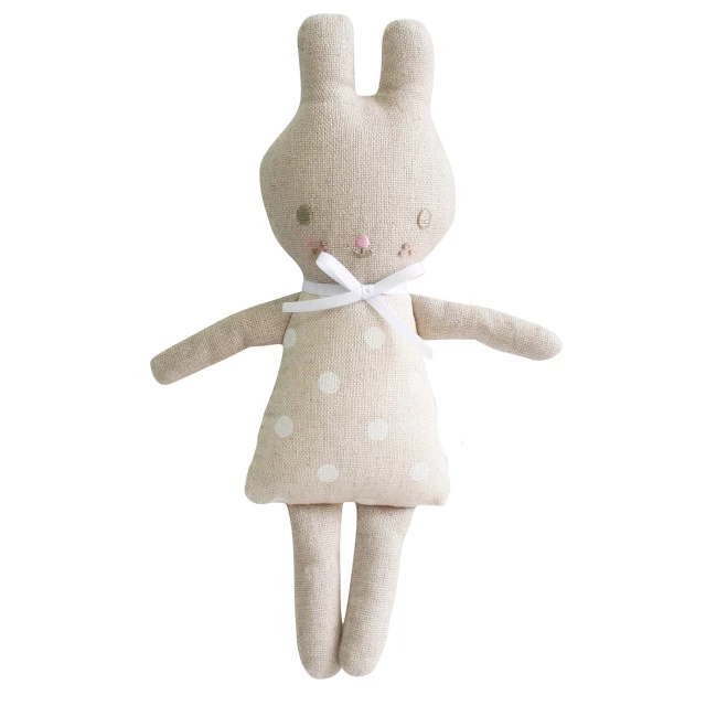 Alimrose Linen Bonnie Bunny Rattle White Spot