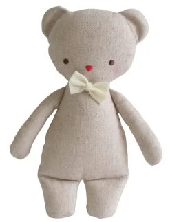 Alimrose Linen Mini Rattle Bear