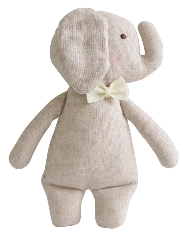 Alimrose Linen Mini Rattle Elephant