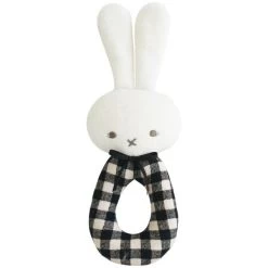 Alimrose Bunny Grab Rattle Black Check
