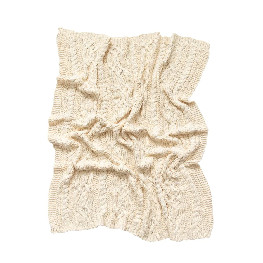 Di Lusso Reilly Cable Knit Blanket Natural - Image 2