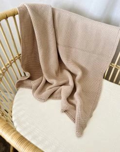 Mini & Me Cable Knit Blanket Seashell