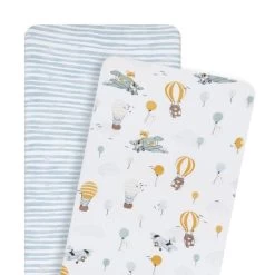 Living Textiles 2pk Bassinet Fitted Sheets Up Up & Away