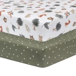 Living Textiles 2pk Cot Fitted Sheets Forest Retreat