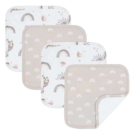 Living Textiles 4pk Wash Cloths Happy Sloth