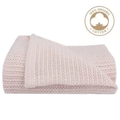 Living Textiles Organic Bassinet Cellular Blanket Pink