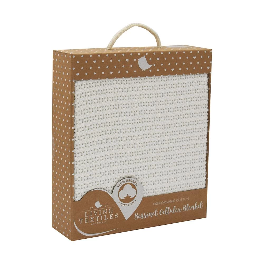 Living Textiles Organic Bassinet Cellular Blanket White