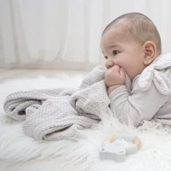 Living Textiles Organic Bassinet Cellular Blanket Grey