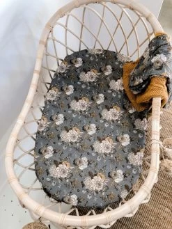 Luna Treasures Jersey Bassinet Sheet Indigo Blooms