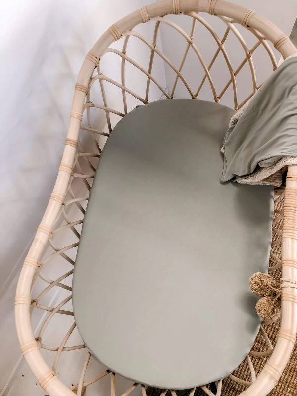 Luna Treasures Jersey Bassinet Sheet Soft Sage