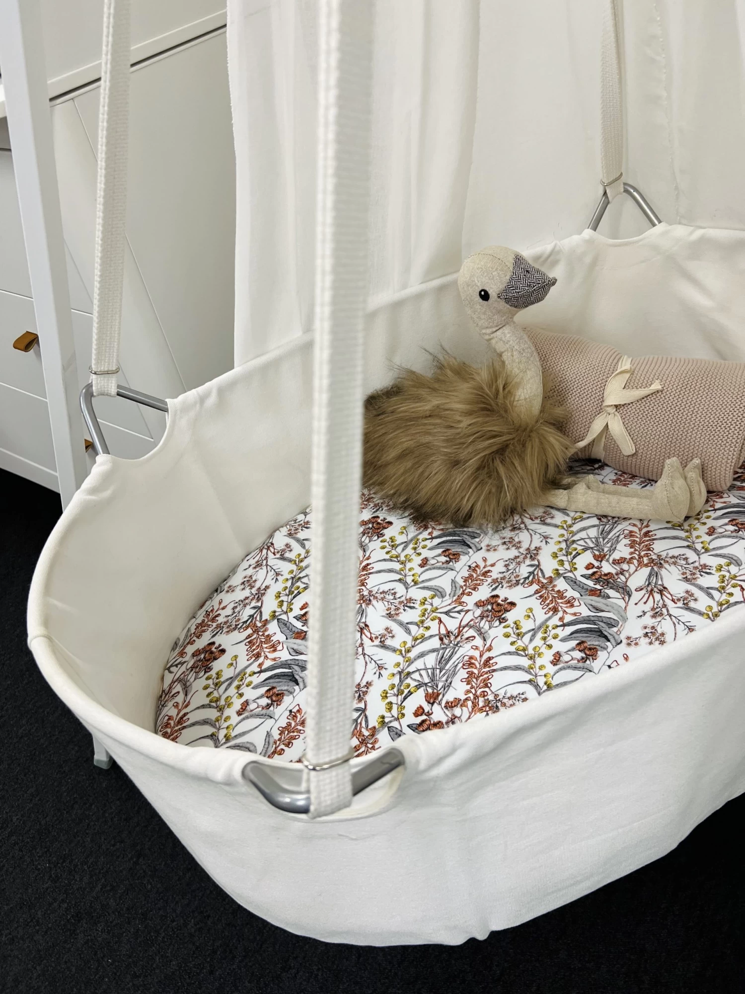 Mini & Me Organic Fitted Bassinet Sheet Native Garden - Image 3