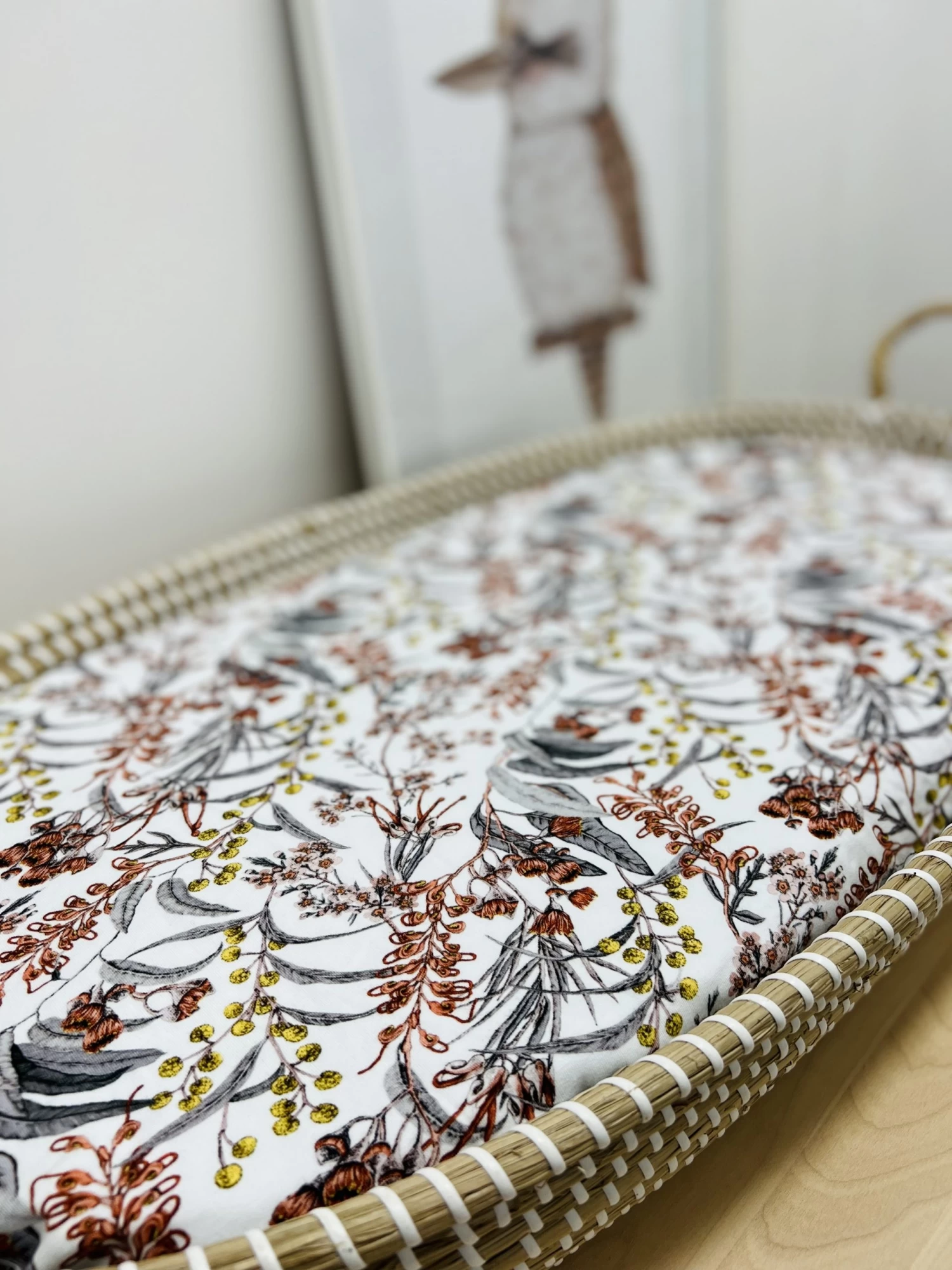 Mini & Me Organic Fitted Bassinet Sheet Native Garden