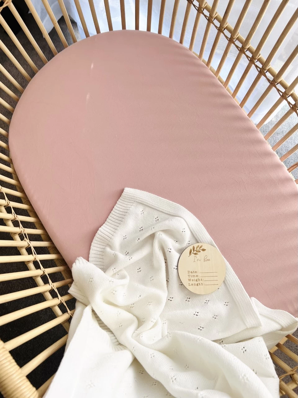 Mini & Me Organic Fitted Bassinet Sheet Blush