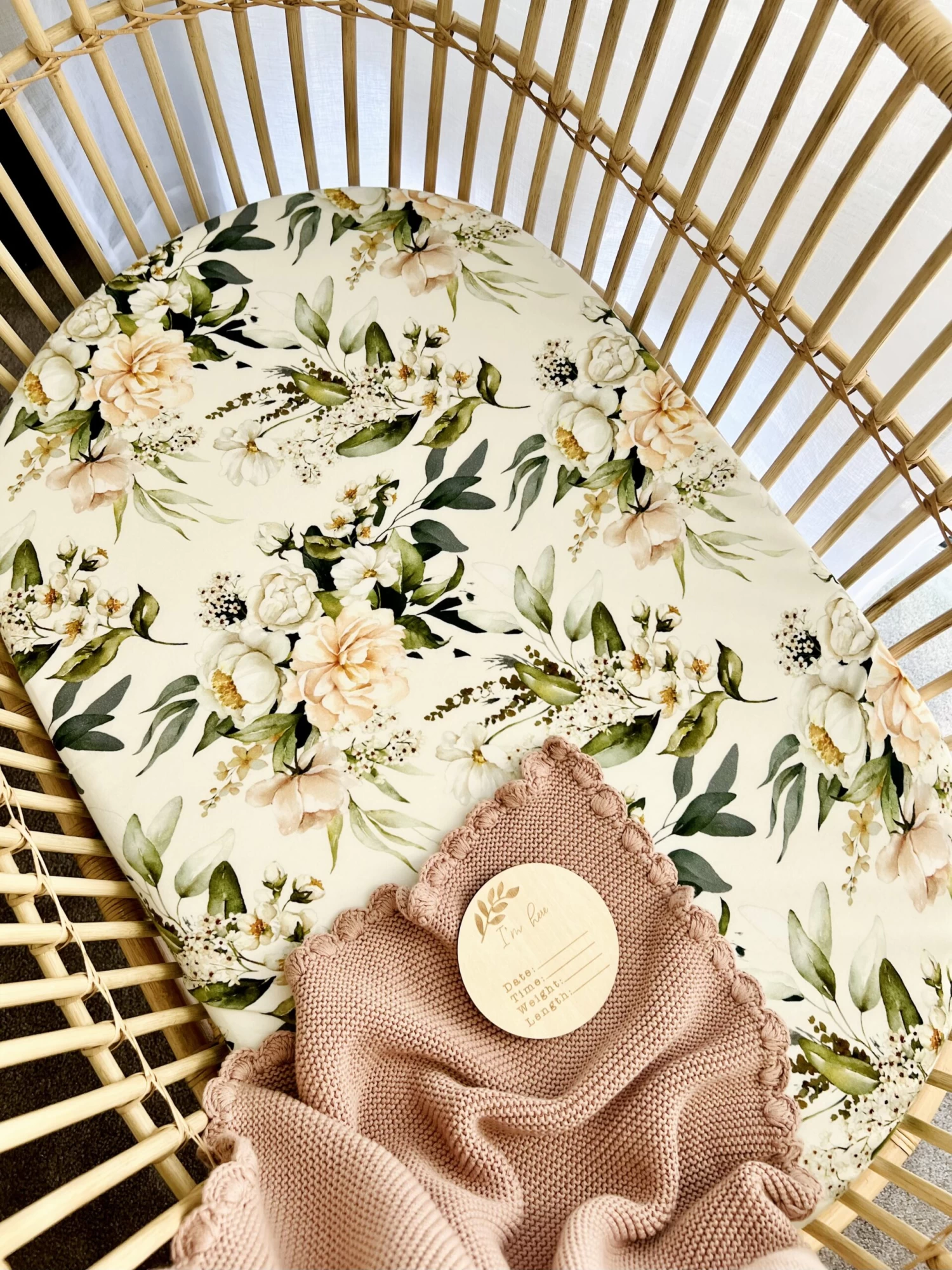 Mini & Me Organic Fitted Bassinet Sheet Ivy - Image 3