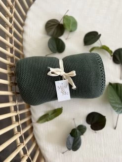 Mini & Me Cable Knit Blanket Forest