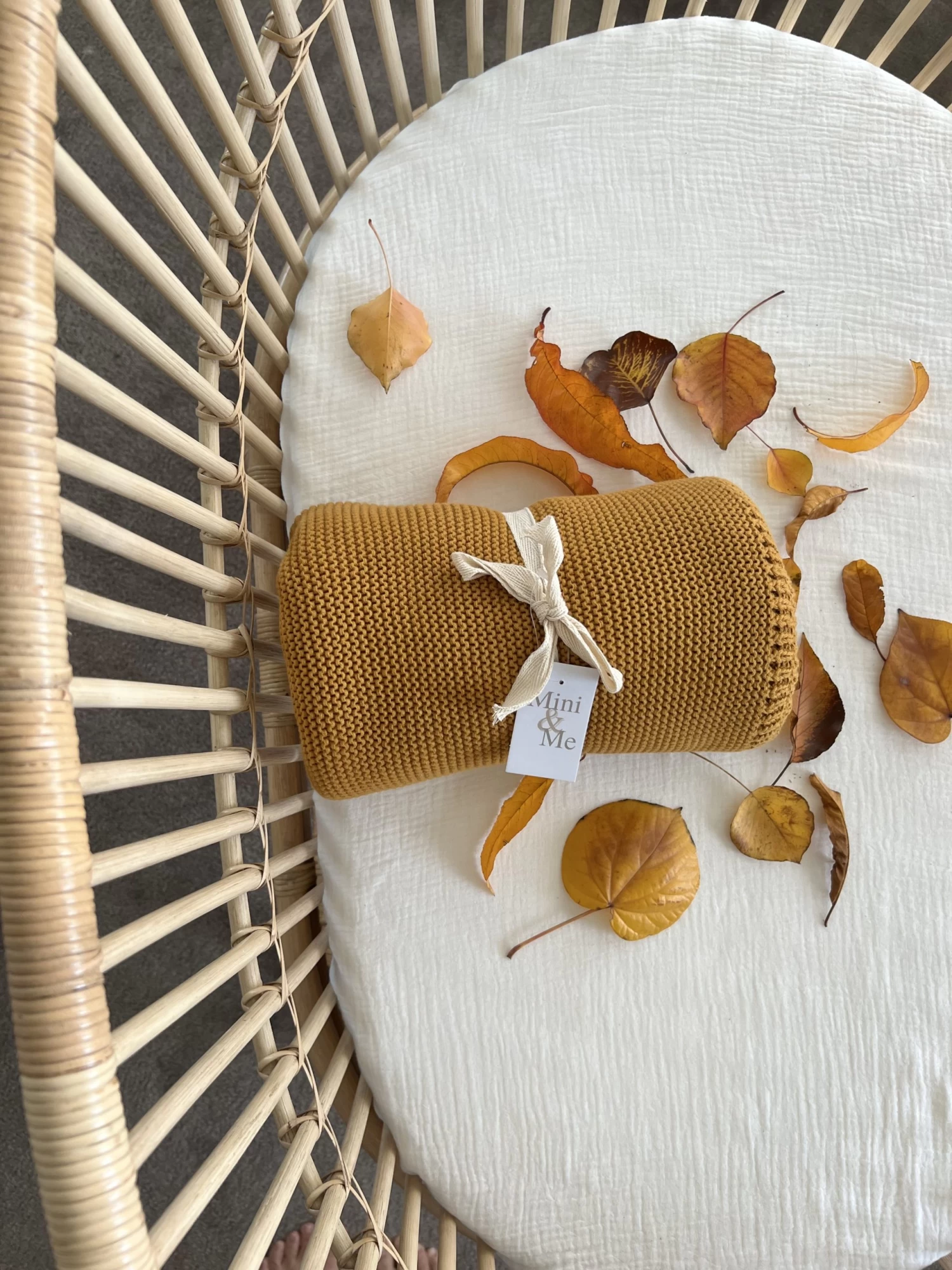 Mini & Me Cable Knit Blanket Mustard