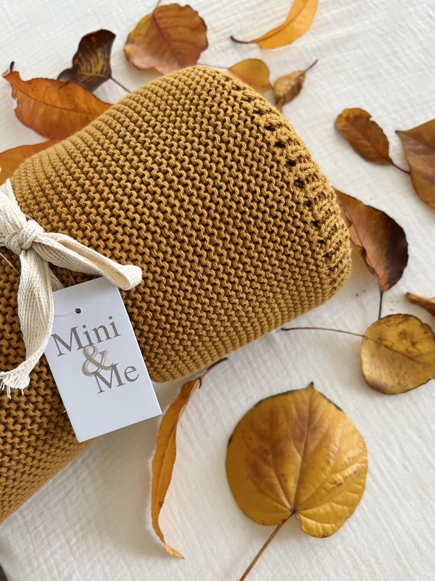 Mini & Me Cable Knit Blanket Mustard - Image 2