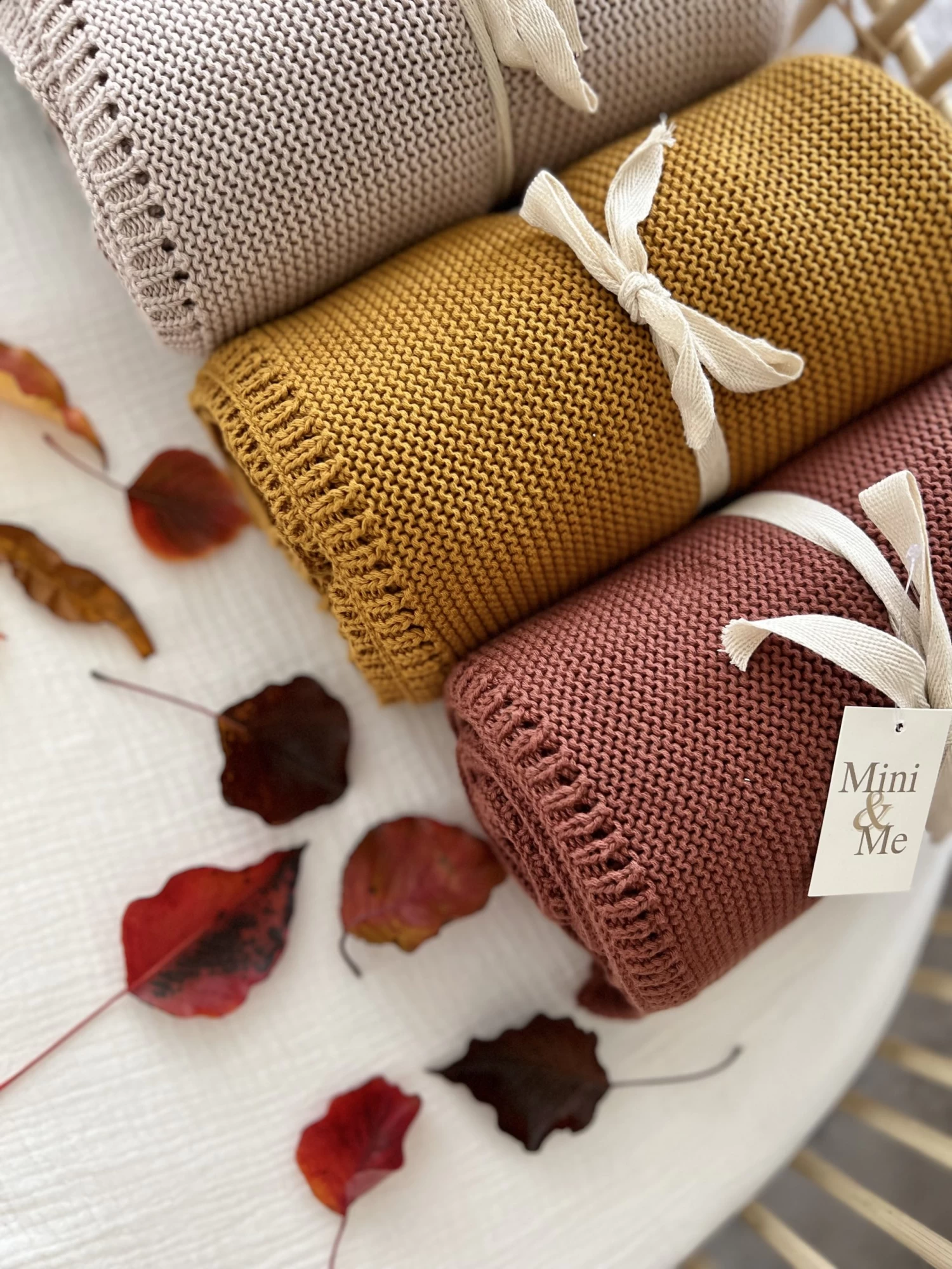 Mini & Me Cable Knit Blanket Mustard - Image 4