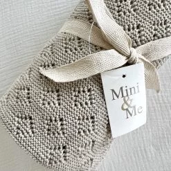 Mini & Me Diamond Knit Blanket Pebble