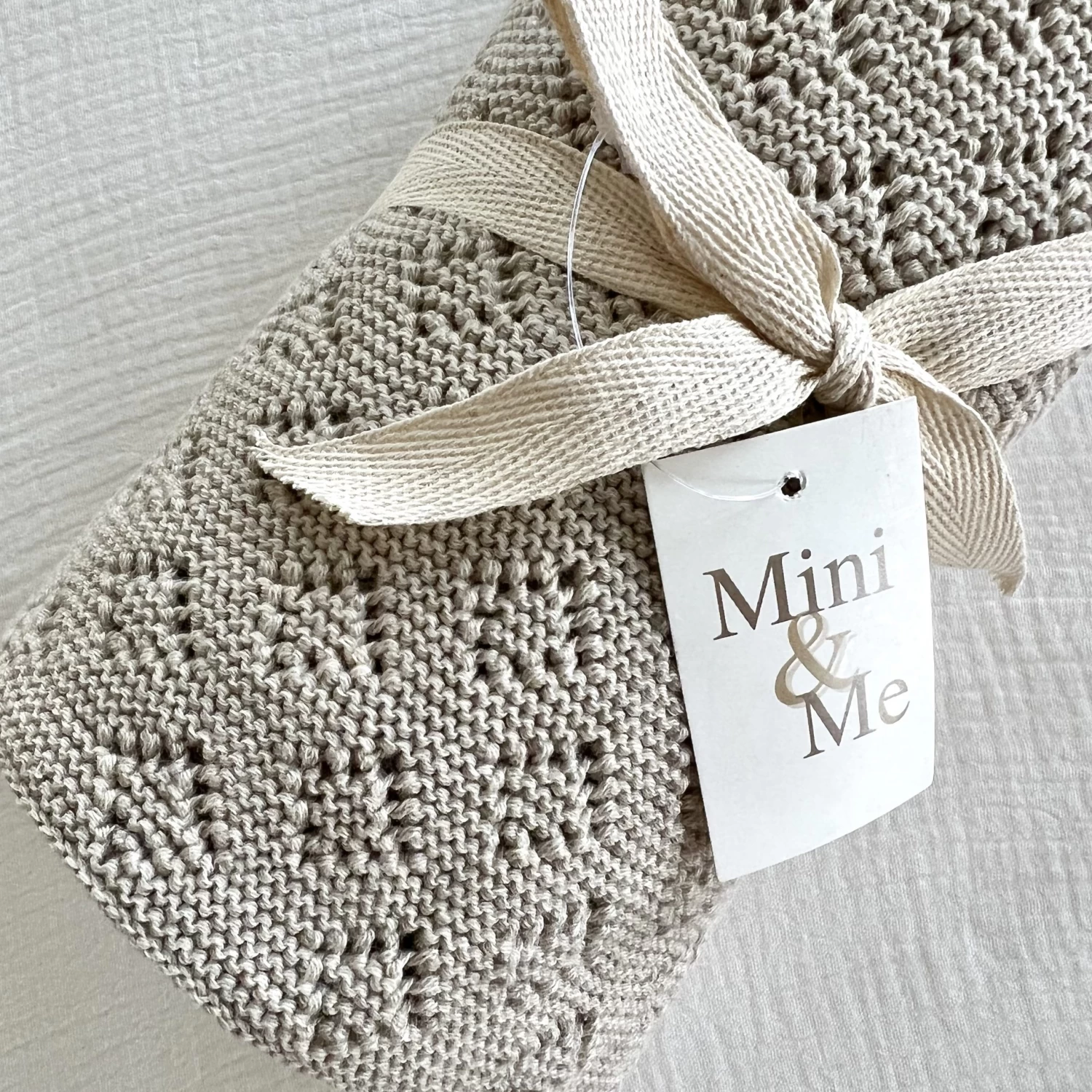 Mini & Me Diamond Knit Blanket Pebble