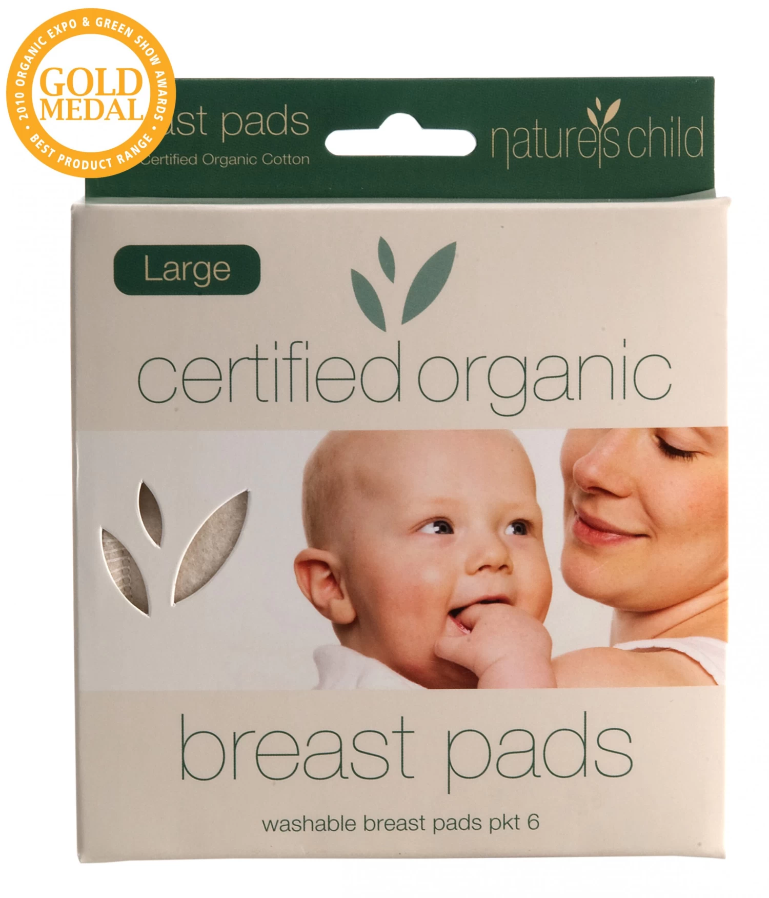 Nature's Child Organic Cotton Reusable Breast Pads Pkt 6 Night/Large