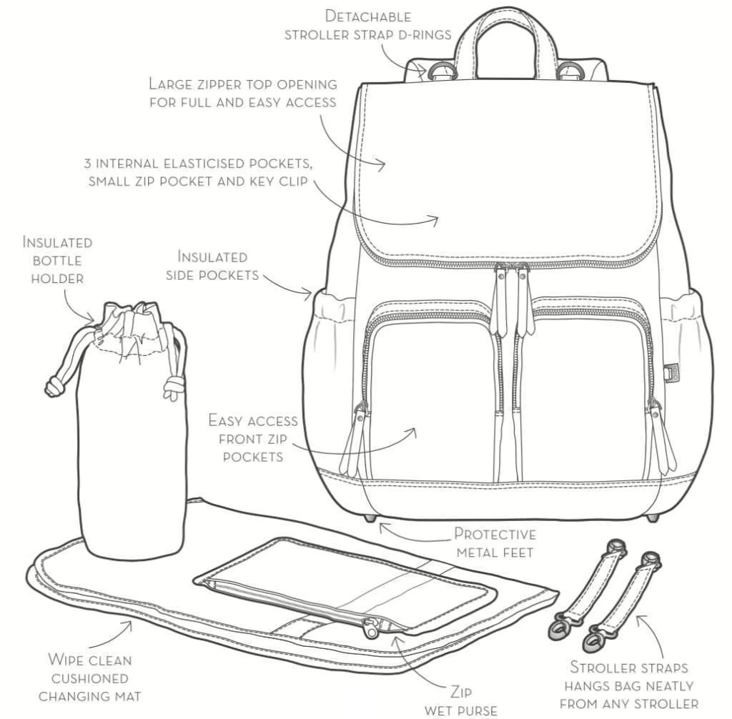 OiOi Backpack Faux Leather Taupe - Image 2