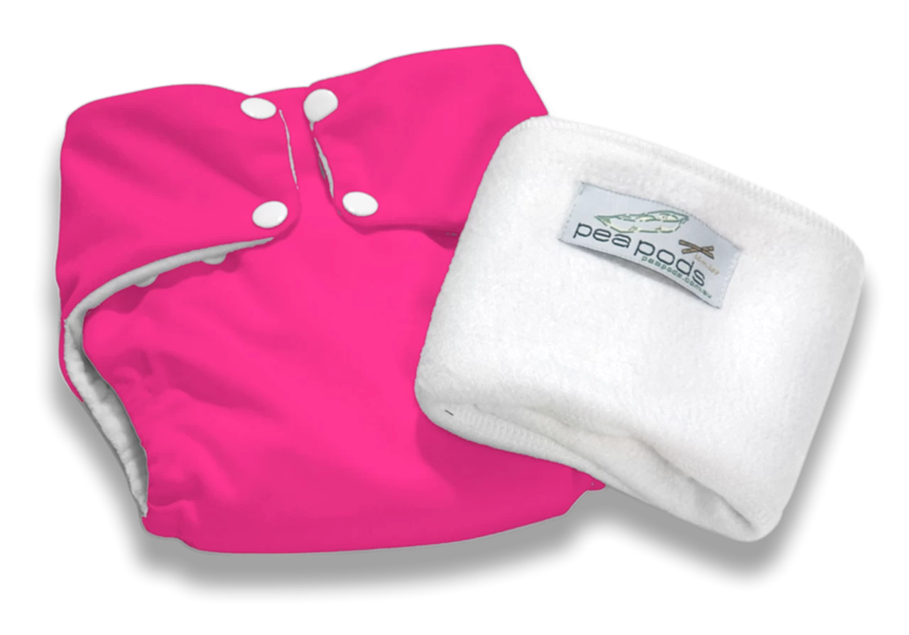 Pea Pods Reusable Cloth Nappy Hot Pink