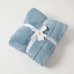 Jiggle & Giggle Muse Faux Fur Throw Vintage Blue
