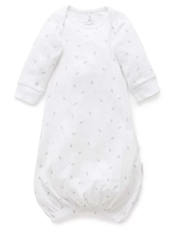 Purebaby Sleepsuit Grey Leaf With Spot