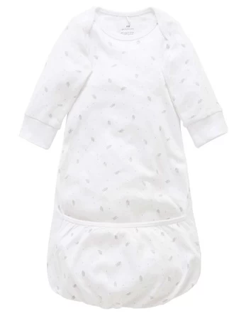 Purebaby Sleepsuit Grey Leaf With Spot - Image 2