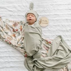 Snuggly Jacks Jersey Wrap & Beanie Set Sage