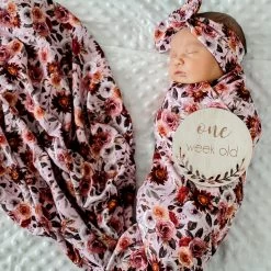 Snuggly Jacks Jersey Wrap & Top Knot Blithe Floral