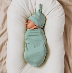 Snuggle Hunny Kids Swaddle Sack & Beanie Set Sage