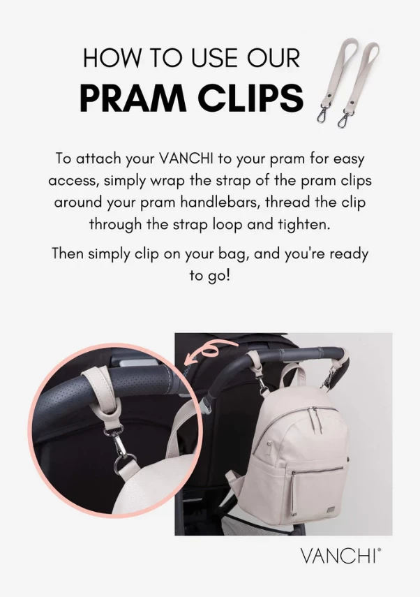 Vanchi Pram Caddy/Bag Clips Black - Image 4