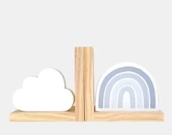 One Little Cove Bookends Rainbow & Cloud Baby Blue